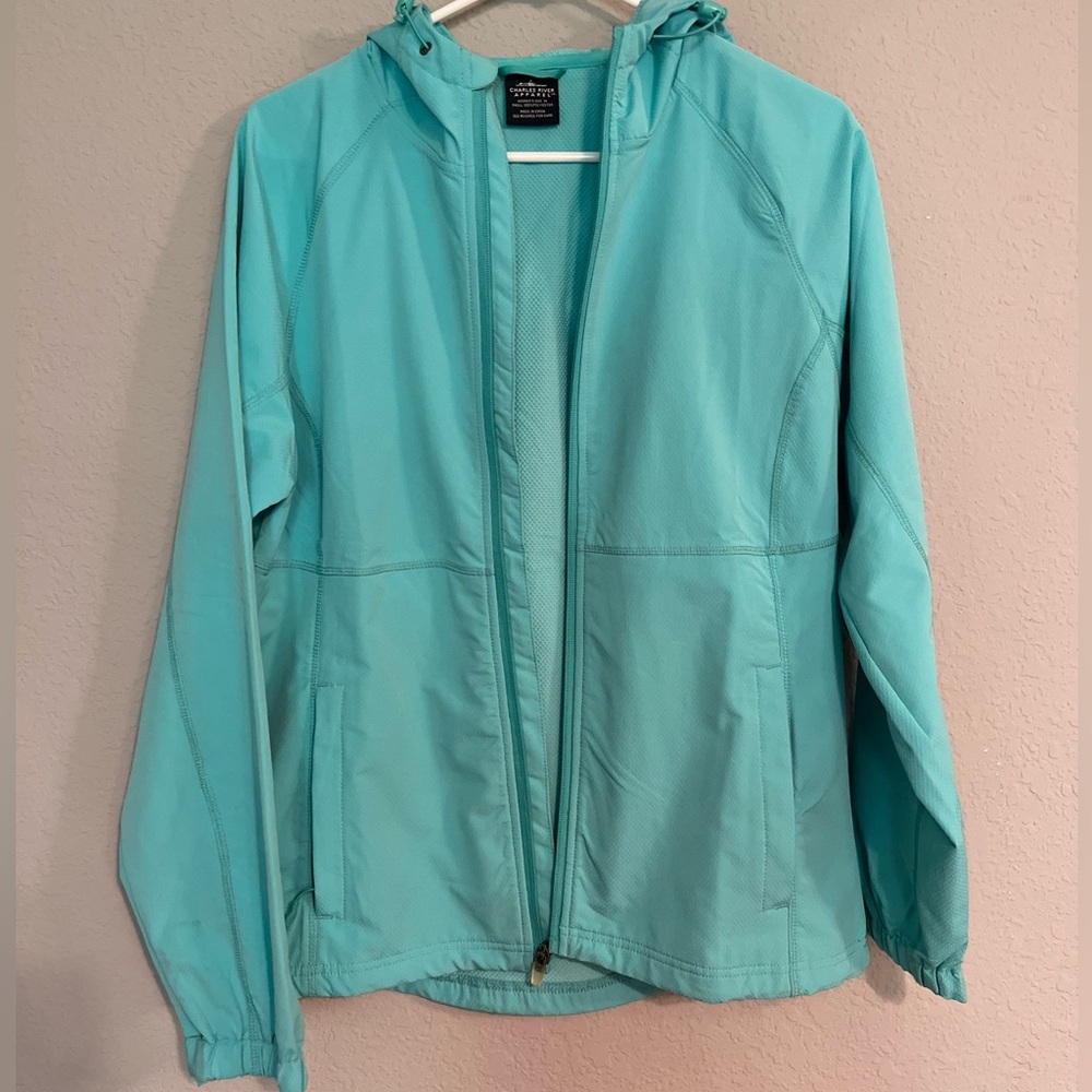 Blue windbreaker jacket